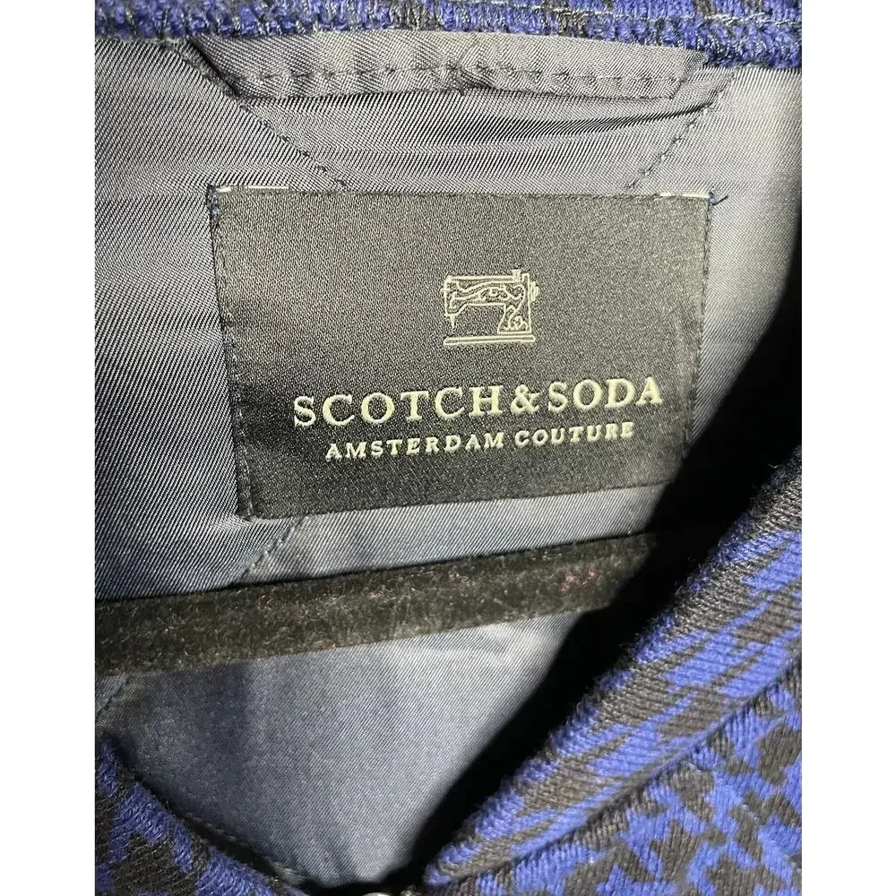Scotch and Soda Blue Bomber Houndstooth Plaid Jacket Sz.XXL